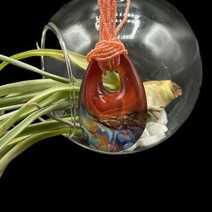 Murano Glass Pendant Charm Glass Beaded Necklace Jewelry Womens Fashion Red Blue